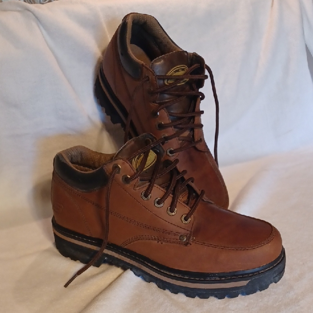 Skechers Men's Brown Leather Boots Size 10.5